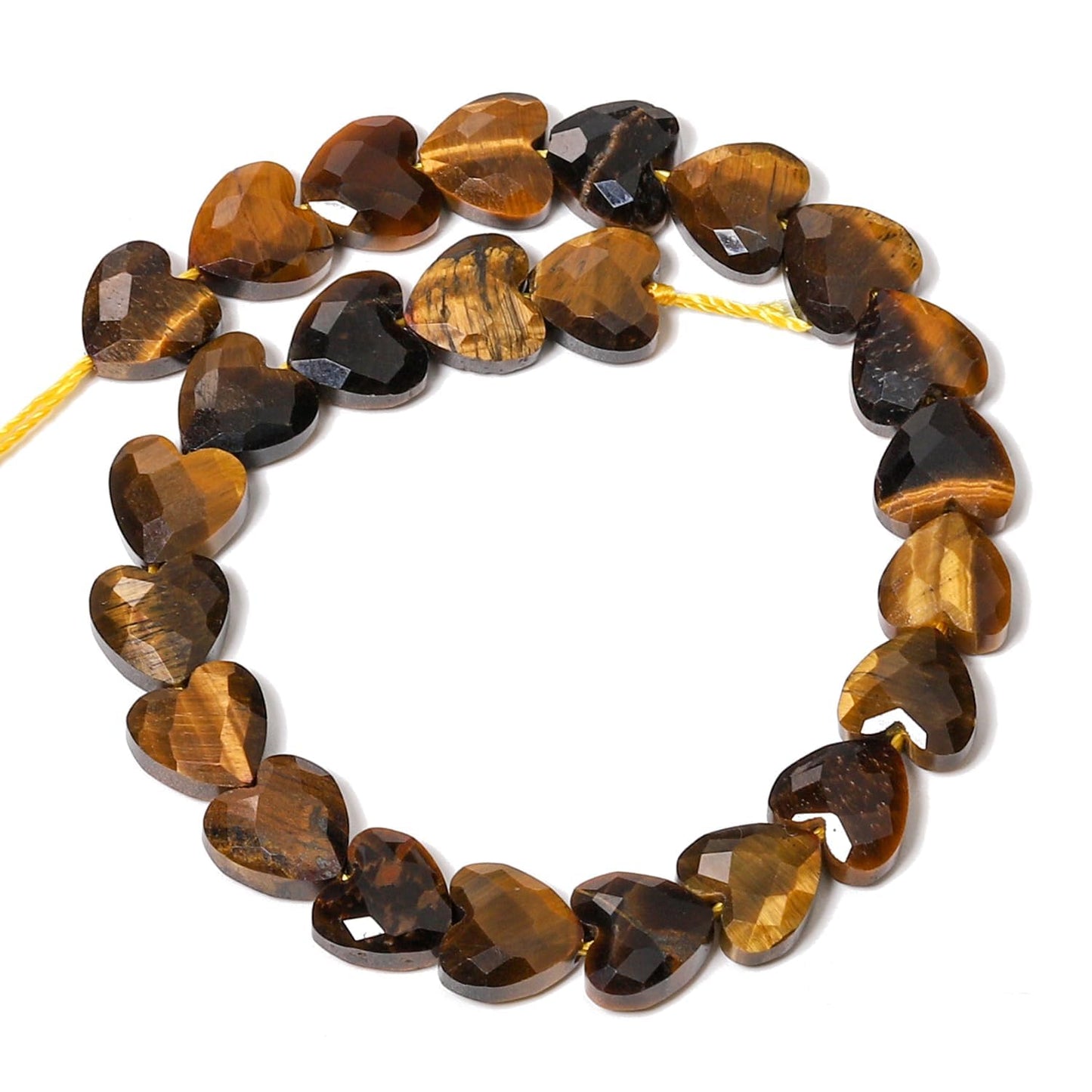 Nitopupu 22pcs Faceted Heart Stone Beads Natural Tiger Eye Bead 8mm Crystals and Healing Stones for Jewelry Making Supplies,Friendship Bracelet Kit,Love Gifts
