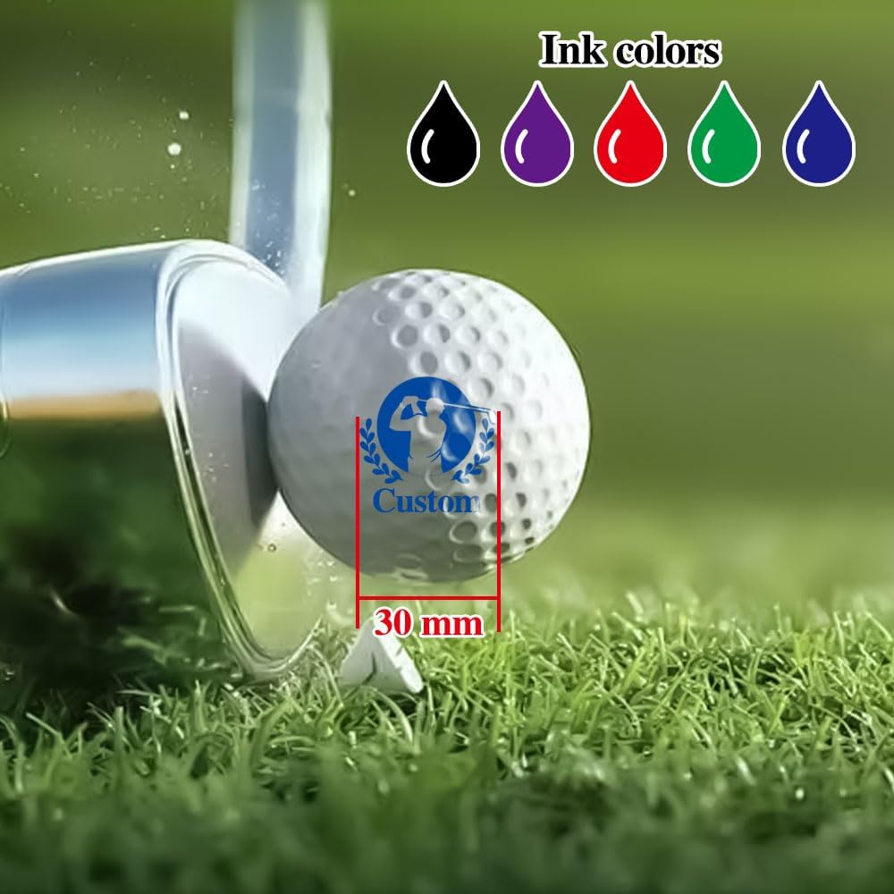 Large 1.18inches Custom Golf Ball Stamp Personalized Stamp with Monogram Logo Design with Logo Text Durable Waterproof - Easy Markings,Self-Inking Gift for Golf Lover Dad Friend Gift (Deluxe-ST)