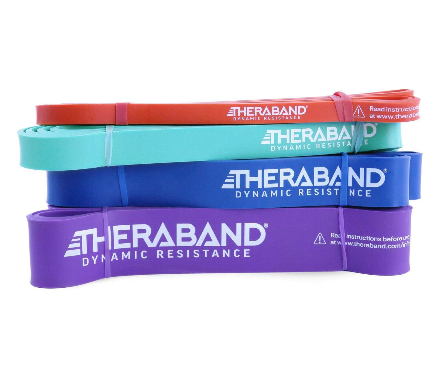 THERABAND High Resistance Bands, Set of 4 Elastic Super Bands for Improving Flexibility, Injury Rehab, & Full Body Workouts, Heavy Duty Stretch Bands for Exercise, Light, Medium, Heavy, X-Heavy Bands