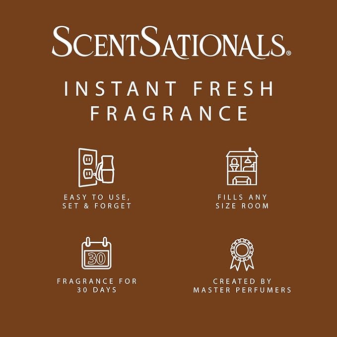 Scentsationals Fragrance Oil Plug In Air Freshener Refills 3-Pack - Brown Sugar Cinnamon - Works with Scentsationals Wall Plugs, Long-Lasting Home Fragrance, 0.8 fl oz Each, Packaging May Vary