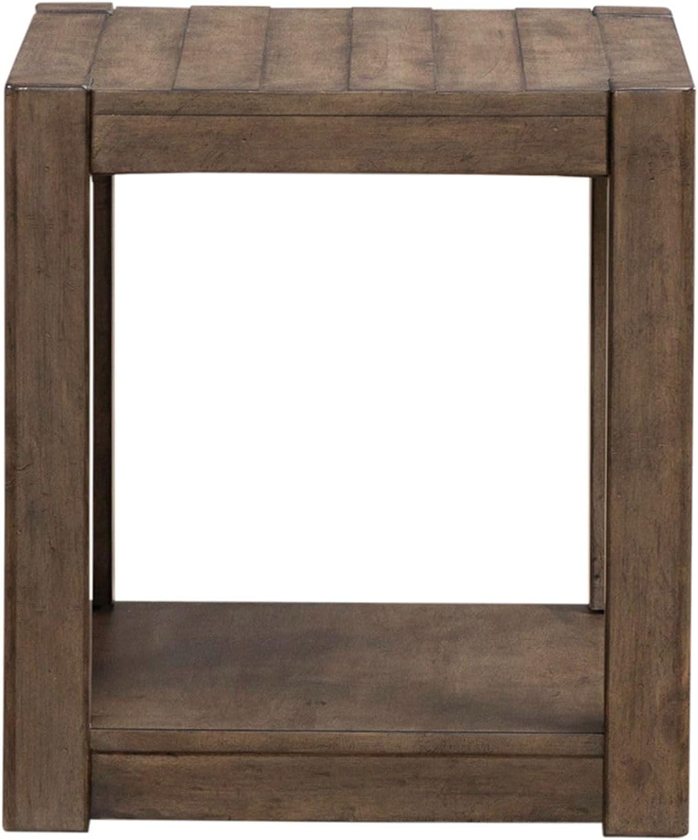 Liberty Furniture Broadmore Living Room Square Chairside Table - Cobblestone Brown