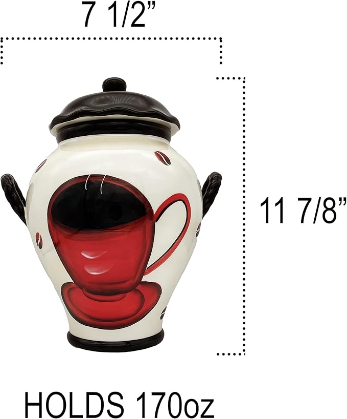 ACK Tuscany Colorful Coffee Bean Collection Cookie Jar with Lid and Rubber Seal, Food Storage Jar, Kitchen Décor, Snack Storage Container for Cookie, Candy