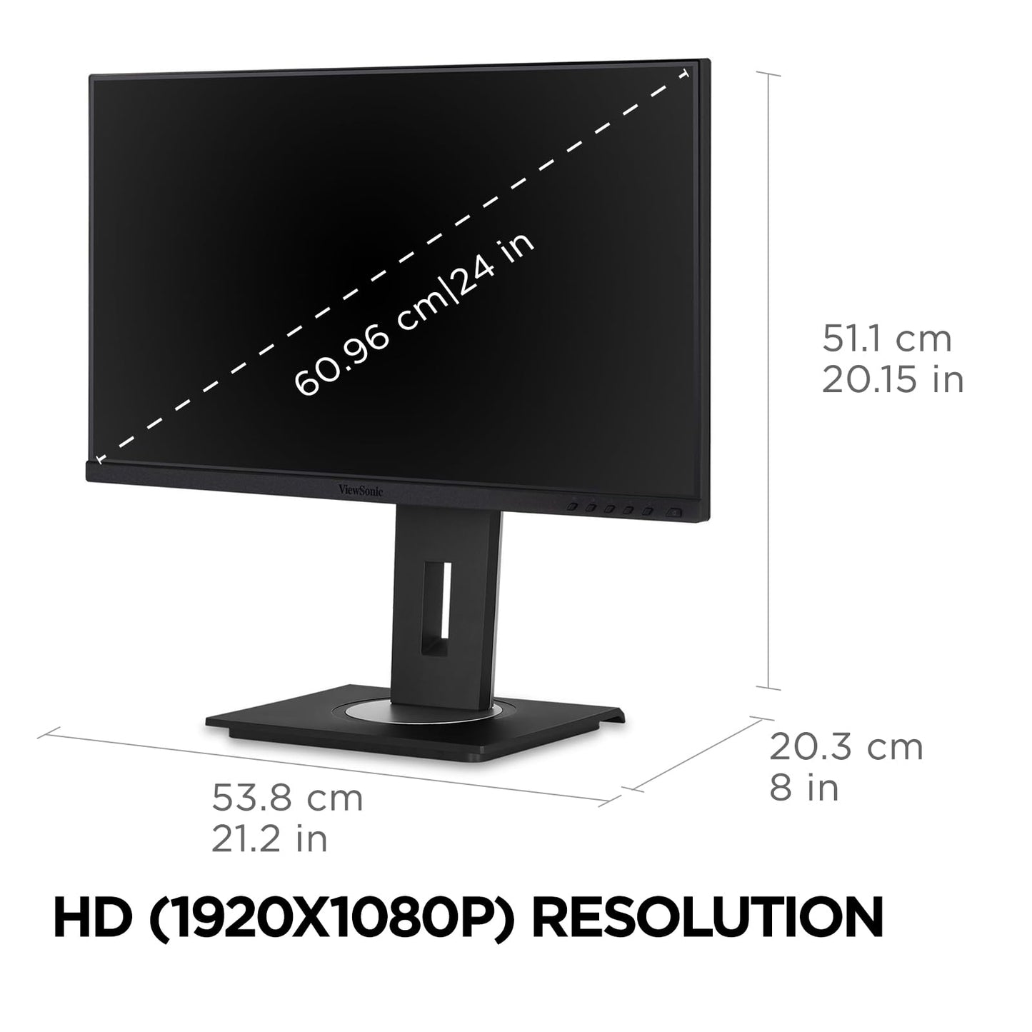 Viewsonic Vg245 24 Inch Ips 1080P Monitor Designed For Surface With Advanced Ergonomics, 60W Usb C, Hdmi And Displayport