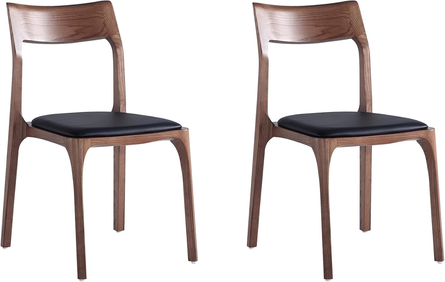 Manhattan Comfort Moderno Stackable Dining Chairs with Leatherette Upholstered Seat, Foam Padding & Solid Wood Frame, Suitable for Kitchen or Restaurant Usage, Set of 2, Black