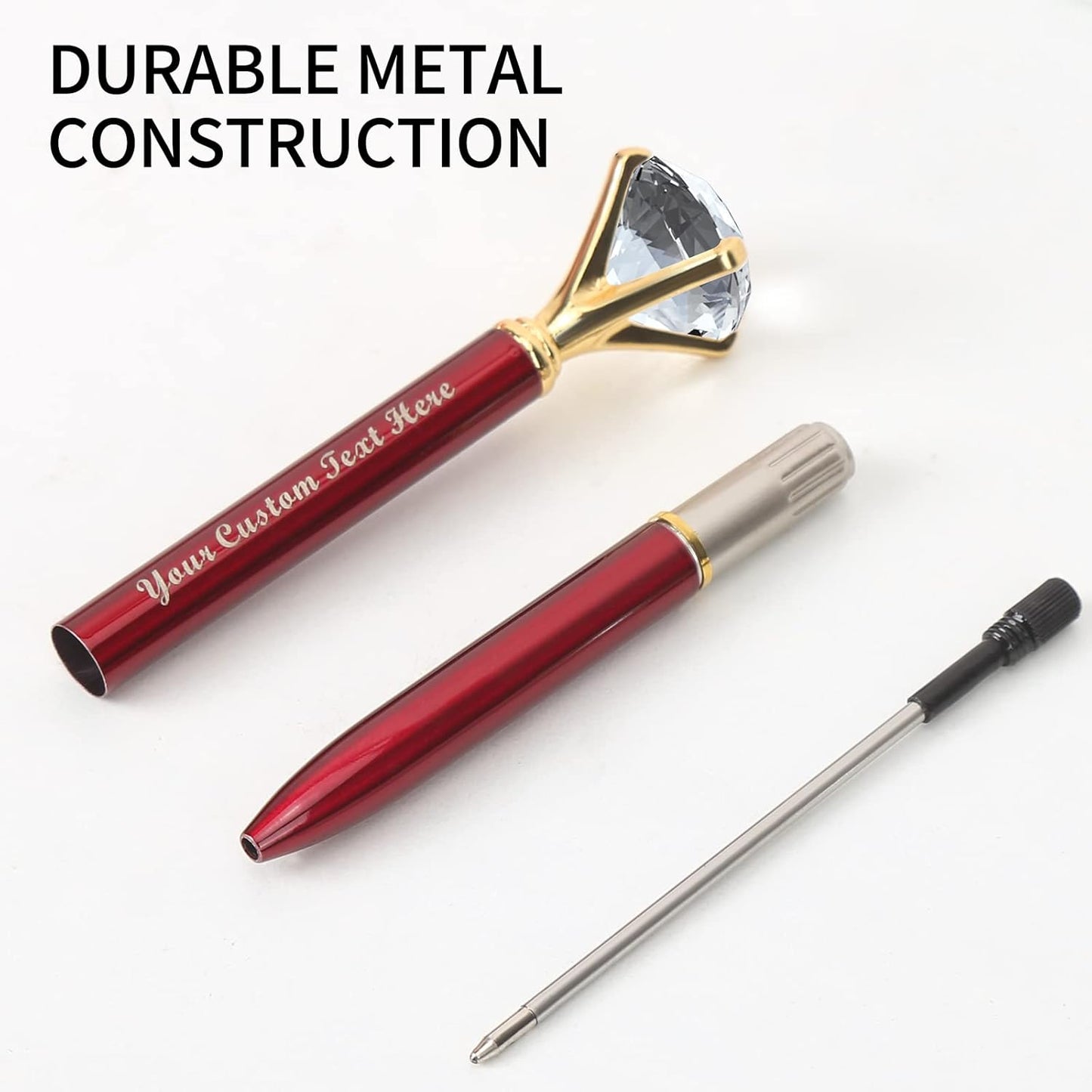 Big Diamond Pen Rhinestones Crystal Metal Ballpoint Pens Black Ink