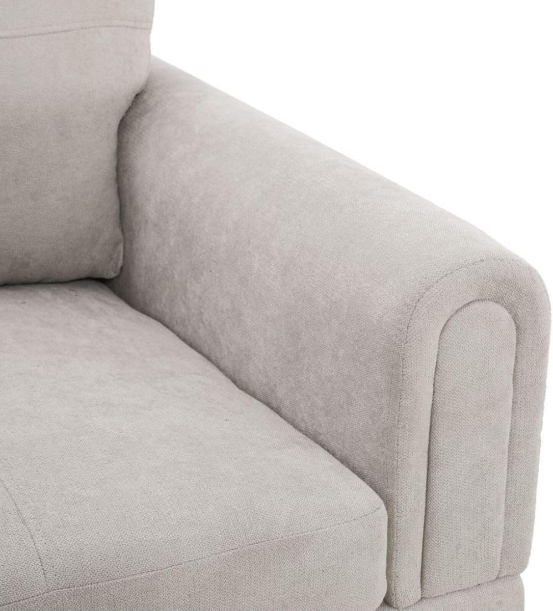 Grey White L-Shaped 3-Piece Flannel Sofa with Storage Ottoman Set, Sectional Couch Sofa Set for Living Room, Office, Small Space