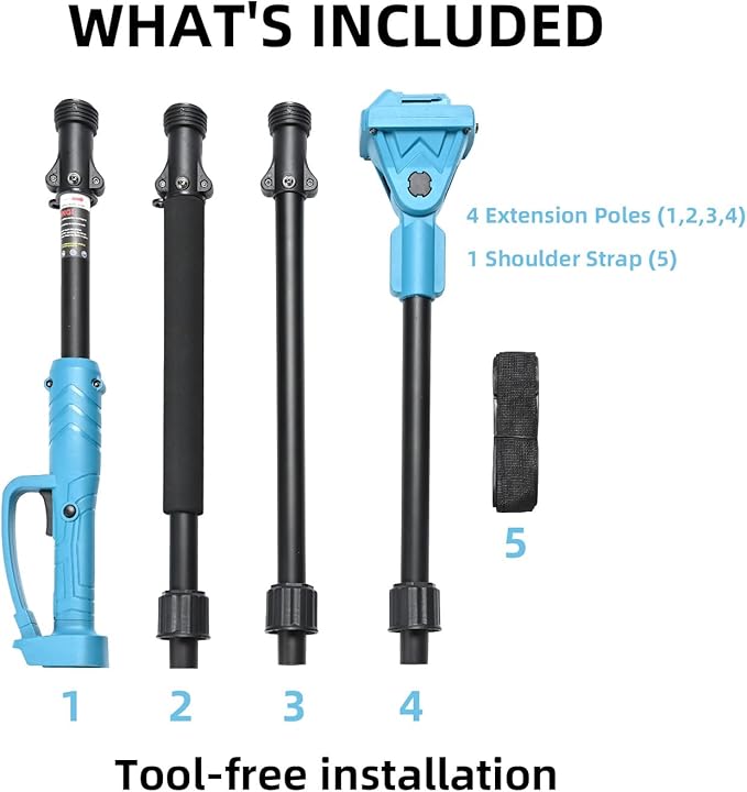 Only Extendable Pole Saw, Extension Pole Rotatable Pole 14ft Max Reach With Shoulder Strap,Tool-Free Installation Compatible 21v Shintyool Battery,For High Altitude Operations(No Chainsaw And Battery)