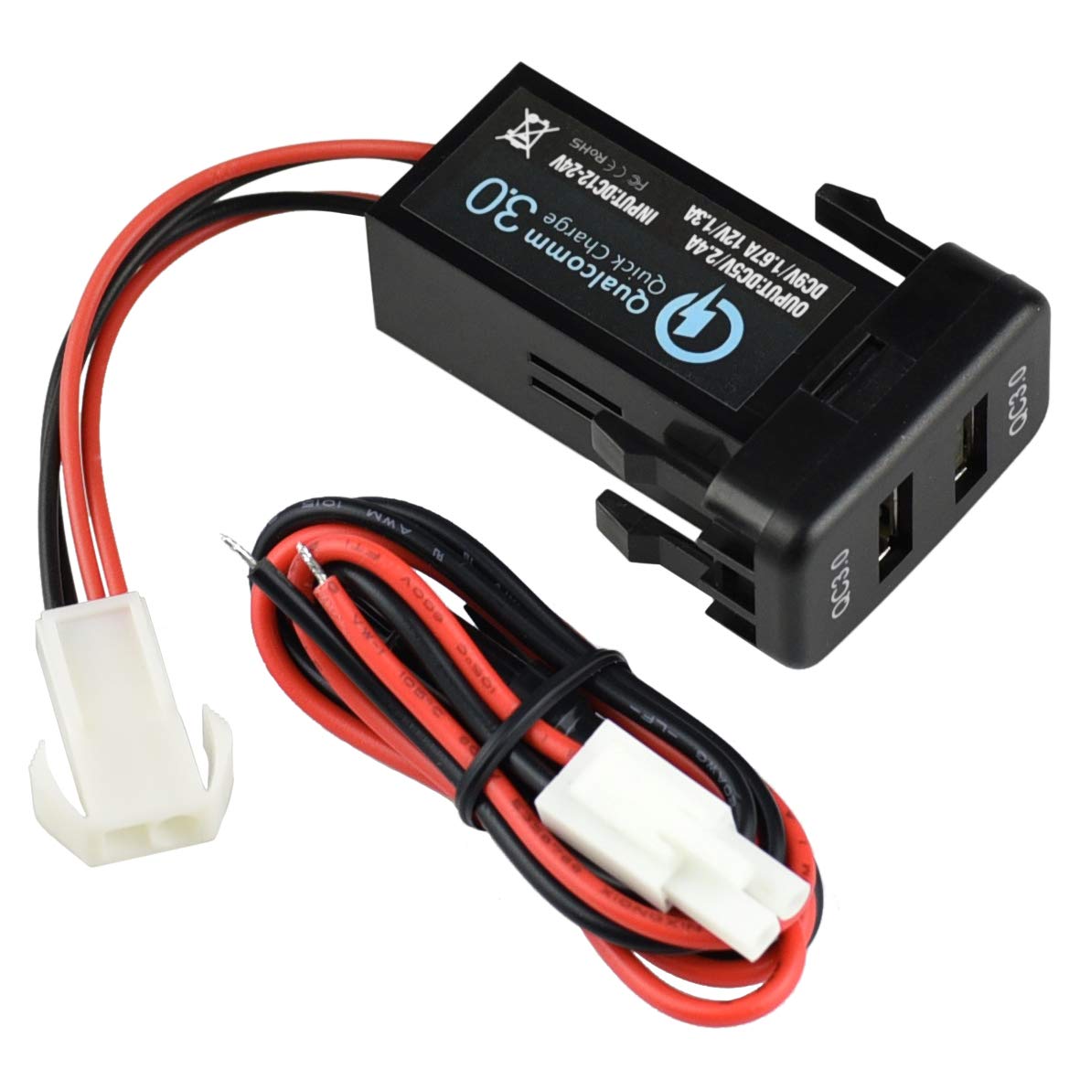 Cllena Quick Charge 3.0 Dual Usb Port Charger Socket For Toyota