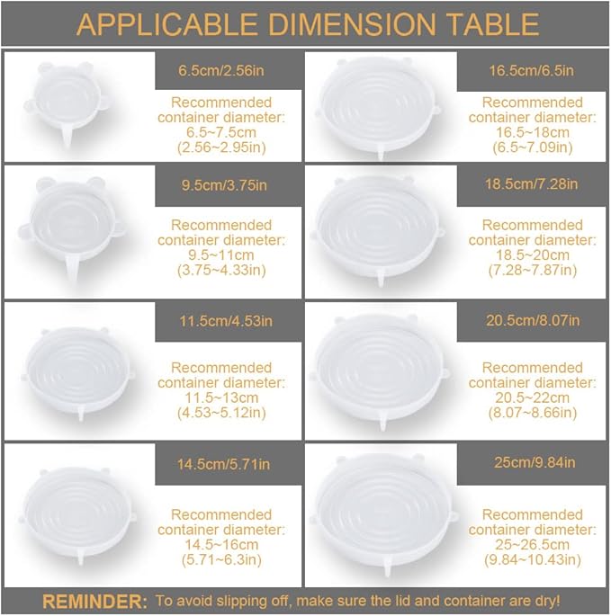4 Pack Same Size Silicone Stretch Lids, Thicker Reusable Sturdy Silicone Container Cover, Expandable Food Storage Covers, Dishwasher and Freezer Safe, 5.71in(14.5cm)