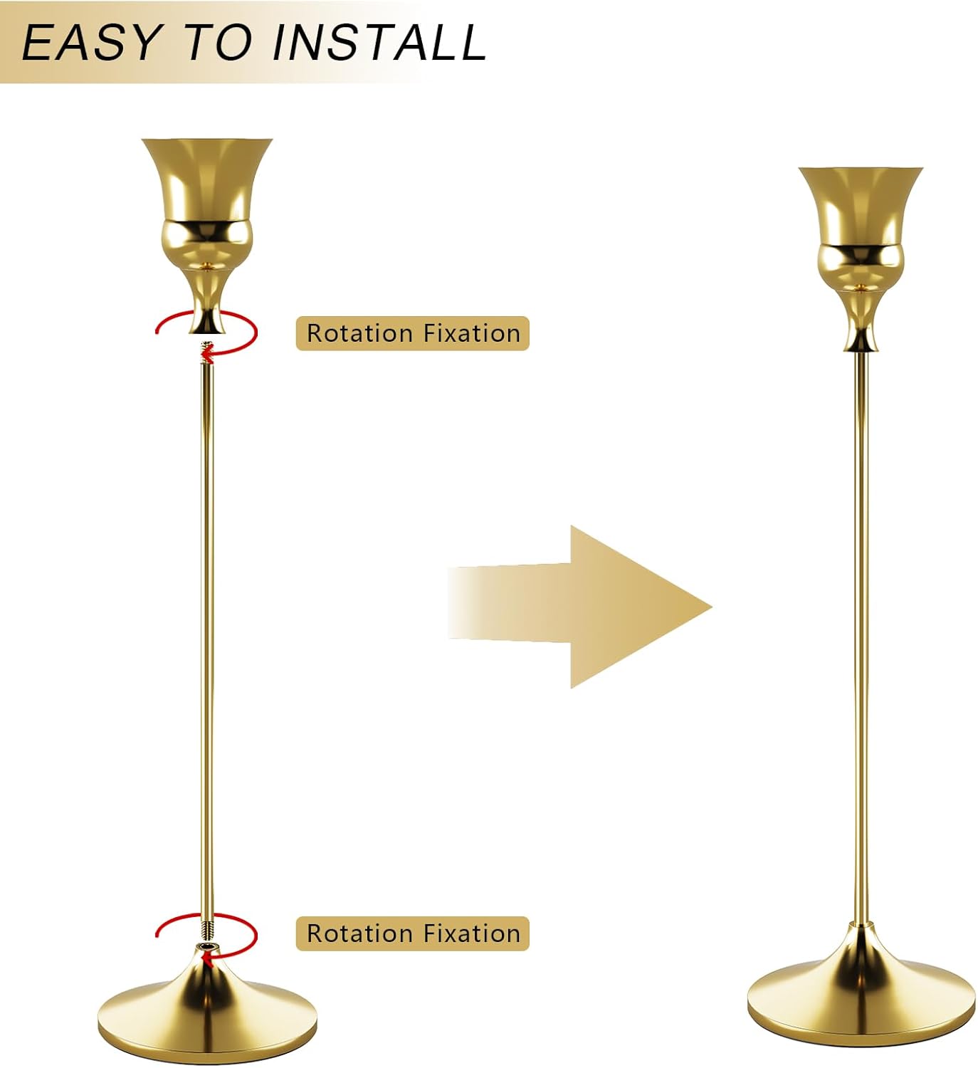 Candlestick Holders Gold, 1 Pack Taper Candle Holder for Candlesticks, Candle Sticks Holder Decor for Home Decor
