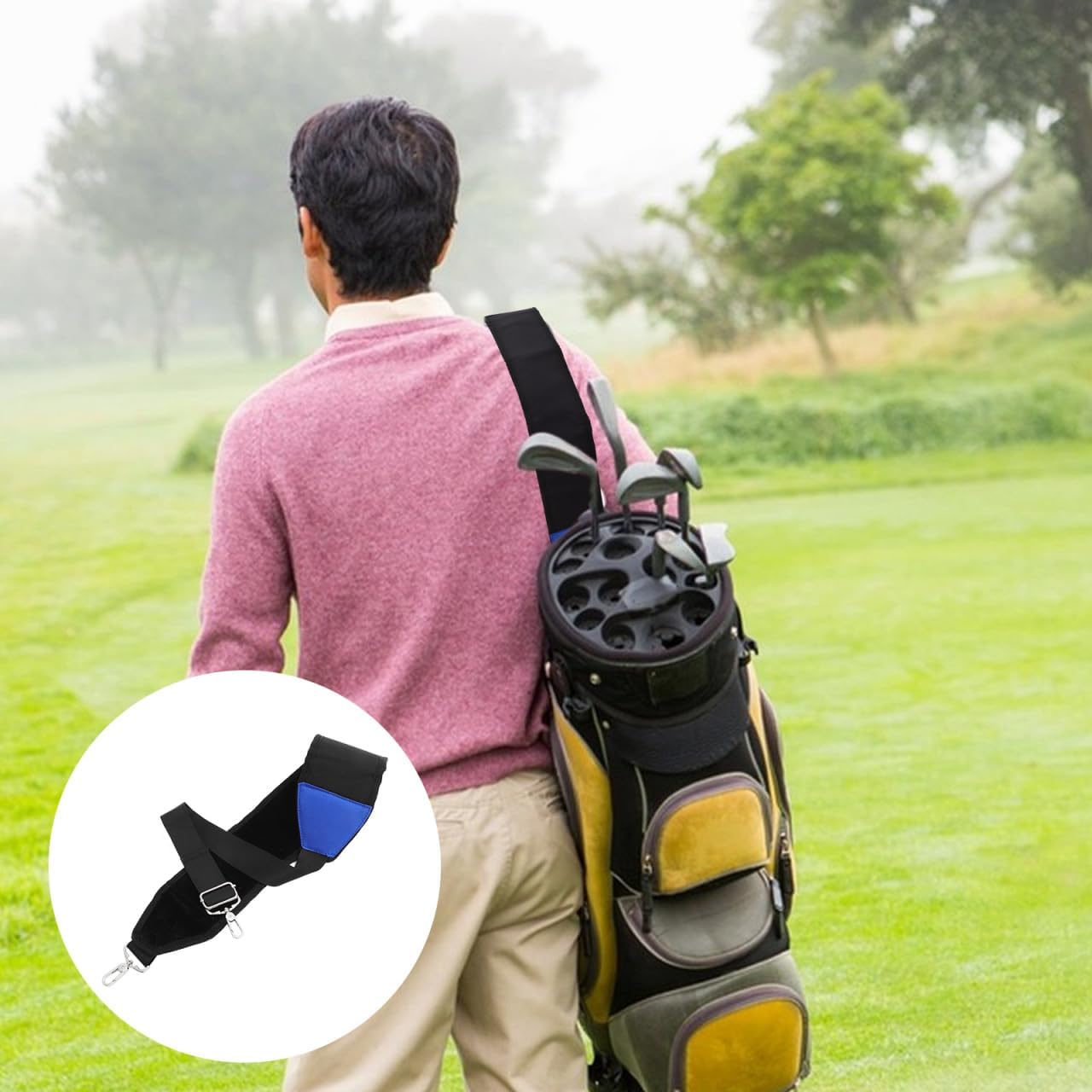Golf Bag Strap Replacement Single Shoulder Strap Waterproof Adjustable Thick Pad Fit for Golf Backpack Bag Accessory