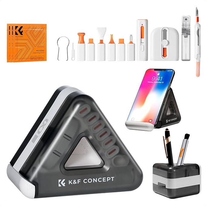 K&F Concept 25-in-1 Keyboard Cleaning Kit Laptop Cleaner - Multifunction Electronic Specialized Accessories Cleaner Set for iPhone AirPods MacBook iPad, Camera PC Monitor Earbud TV Tablet Screens