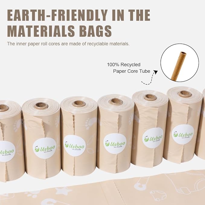Diaper Bags Disposable for Baby, Biodegradeable Dirty Diaper Bags (8 Refill Rolls/120 Bags) with Dispenser | Leak Proof Diaper Trash Bags | Baby Poop Bags | Fresh Powder Scent