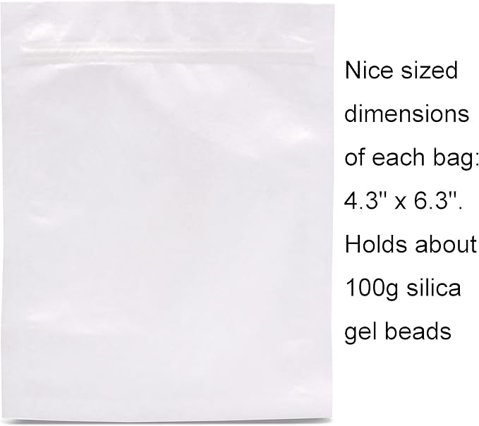 20 Packs Breathable Paper Bags, Zip Lock Storage Bags for Small Items, Silica Gel Beads, Desiccant, Jewelry, Samples, 4.3 by 6.3 Inch