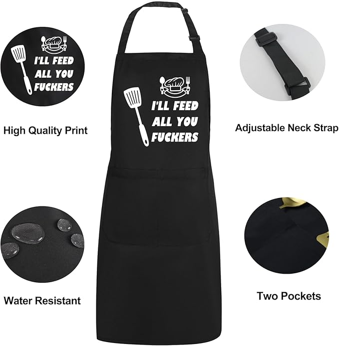 Funny Aprons for Men, Adjustable Mens apron for Grilling BBQ Cooking Grill Kitchen Chef, Birthday Gifts for Men Him