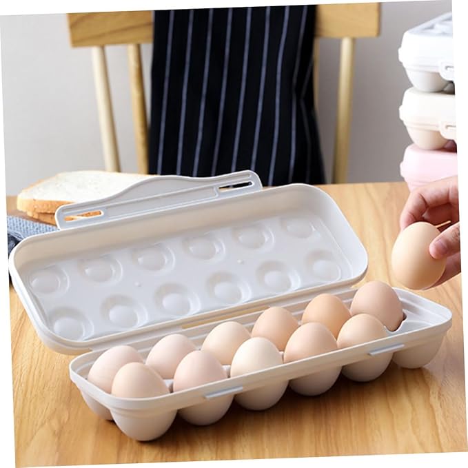 Compartment Gray Plastic Egg Storage Bin with Airtight Lid Anti-crack Refrigerator Organizer Box for Kitchen Preservation and Easy Handling Stackable Egg Holder for Home Use