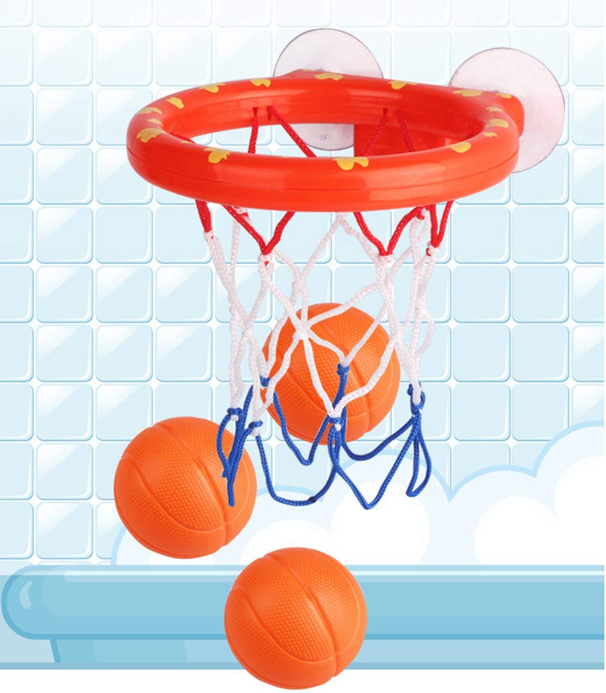 Deerbb Baby Bath Toys Basketball Hoop & Mini Balls Set for Toddlers Boys Girls, Bathtub Playsets for Kids 1 Years Old+
