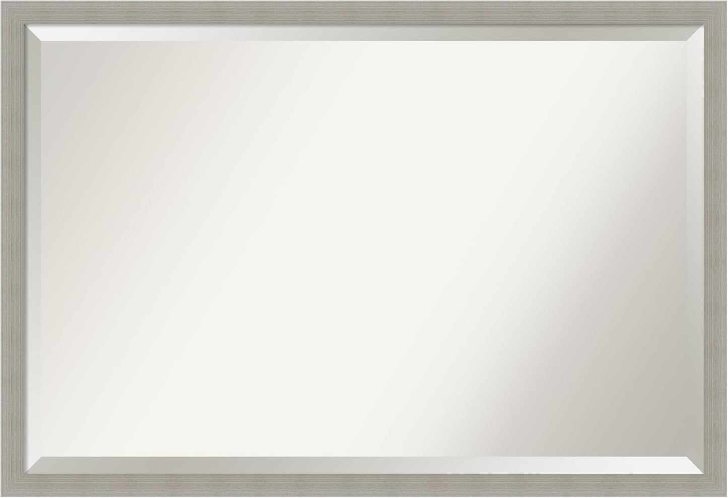 Amanti Art Grey Wall Mirror 26x38 Woodgrain Stripe Grey Rectangle Bathroom Mirror for Wall Decor Living Room, Large Casual Wood Frame, Hangs Horizonally and Vertically, Bathroom Decor, Beveled Edge
