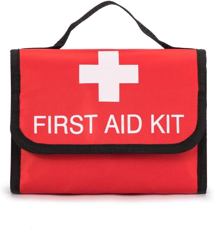 First Aid Bag Tote Empty Small First Aid Kit Bag Outdoor Travel Rescue Pouch First Responder Medicine Bag Pocket Container for Car Home Office Sport Outdoors (Red Foldable)