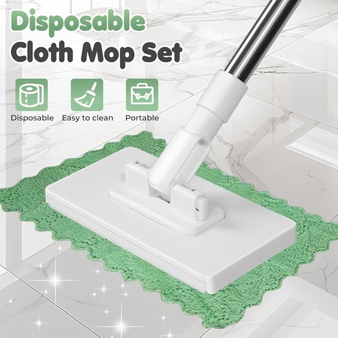 Disposable Dust Mop with 4 Reusable Cloths, mopa desechable para el polvo con 4 PañOs Reutilizables, 39in Long Handle Retractable Gap Dust Cleaner with Locking Head for Multi Surface Clean, Wet & Dry