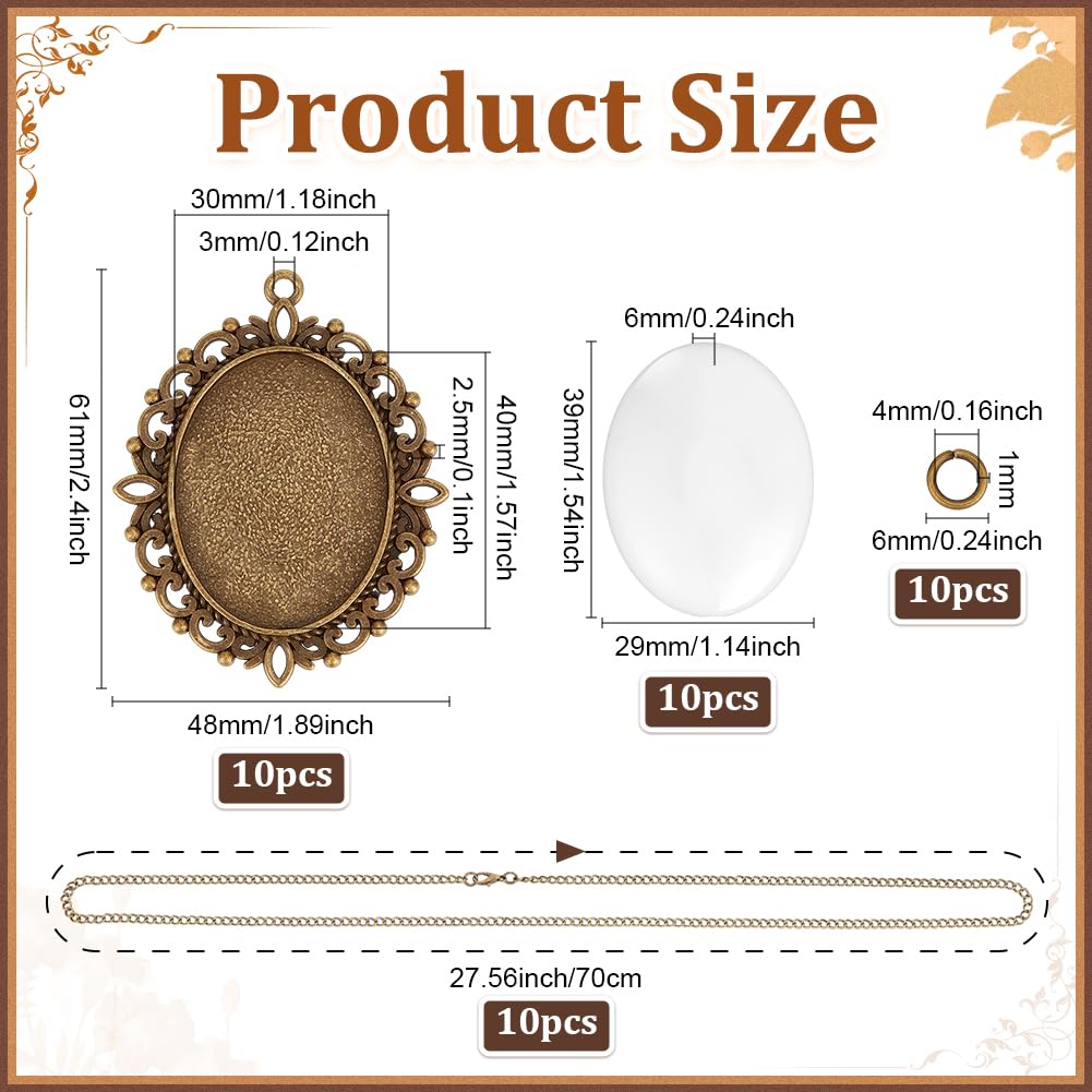 PH PandaHall 10 Sets Embroidery Pendant Kit Embroidery Stitching Necklace Cross Stitch Charms Necklace Bezel Pendant Trays with Cabochons for Beginners DIY Craft Necklaces Earrings Jewelry Making