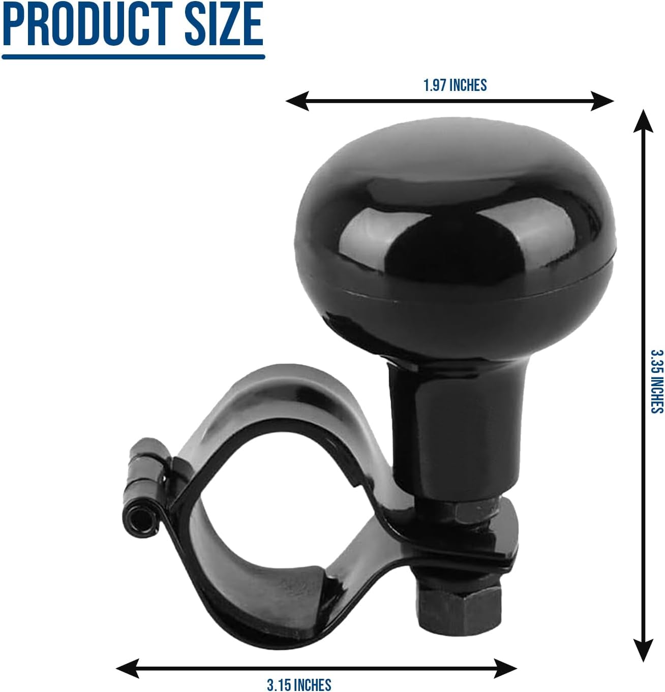 Zento Deals Classic Black Universal Fit Vehicle Steering Wheel Suicide Spinner Premium Quality Power Handles (Black 1)