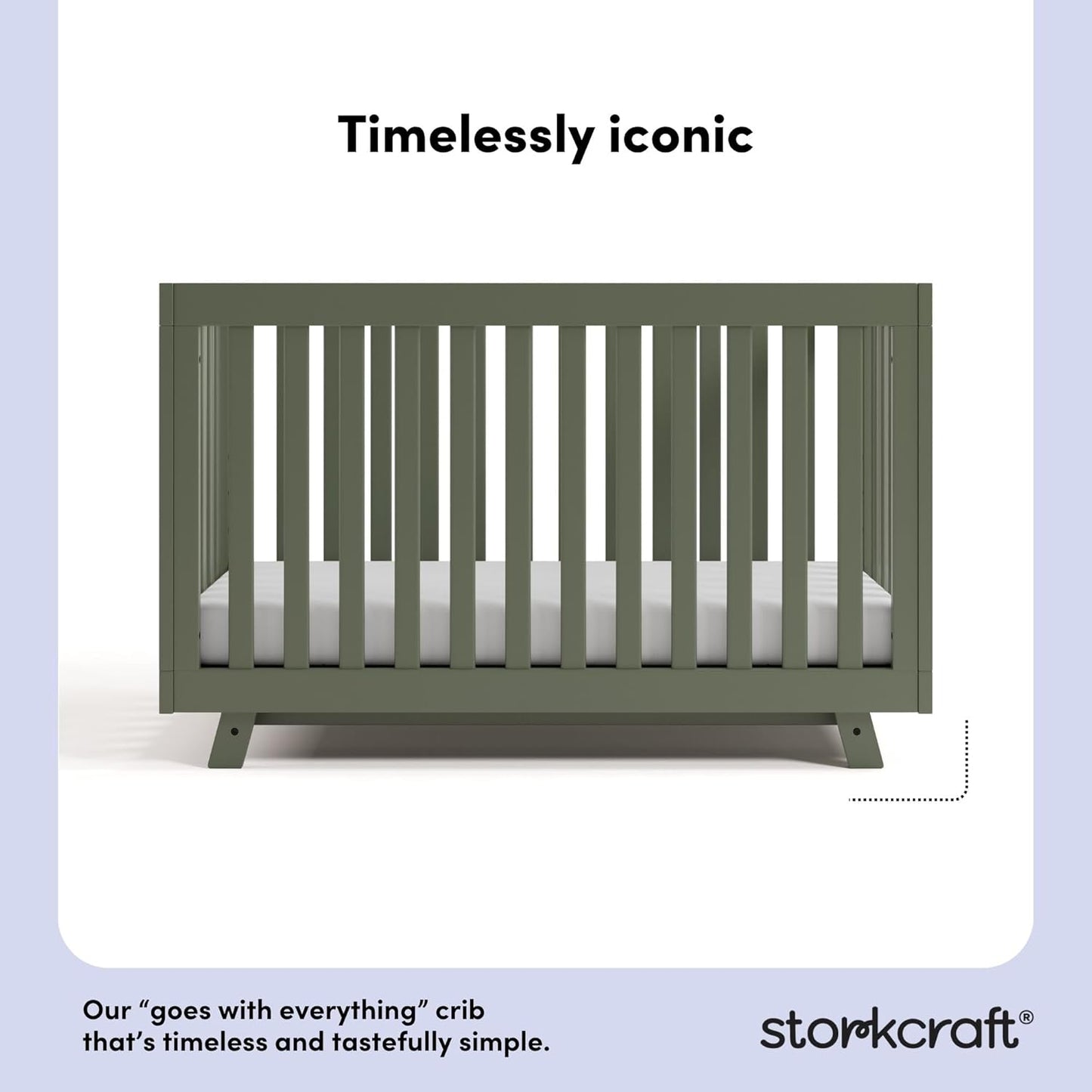 Storkcraft Beckett Grow-with-Me Convertible Crib (Olive) – GREENGUARD Gold Certified, Converts to Toddler Bed & Daybed, Fits Standard Crib Mattress, Easy-to-Assemble