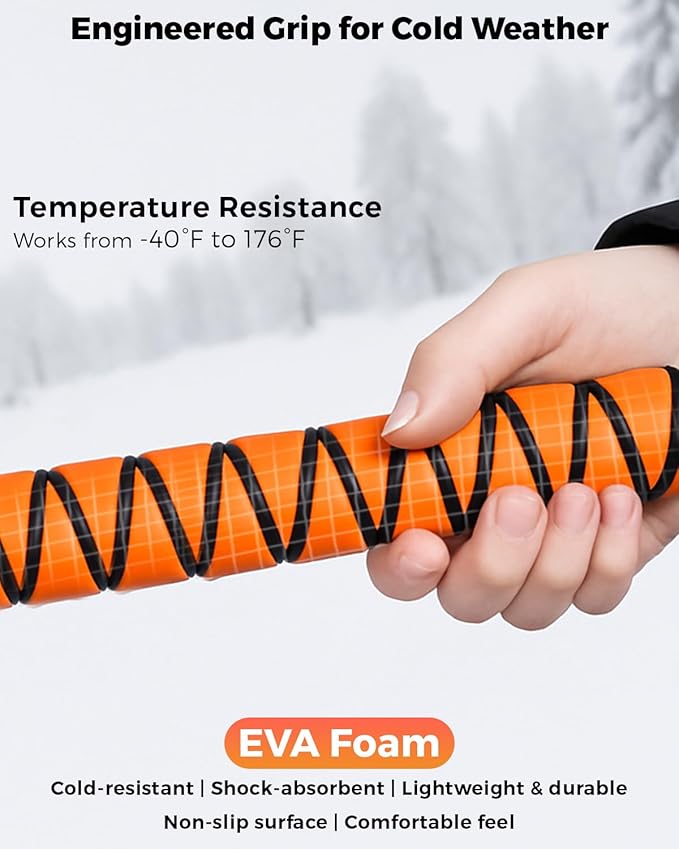 EcoNour 43" Ice Scrapers for Car Windshield | 3 Parts Detachable Telescopic Snow Brush for Car, Trucks, SUV | Long Snow Scraper with Brush | Car Winter Accessories