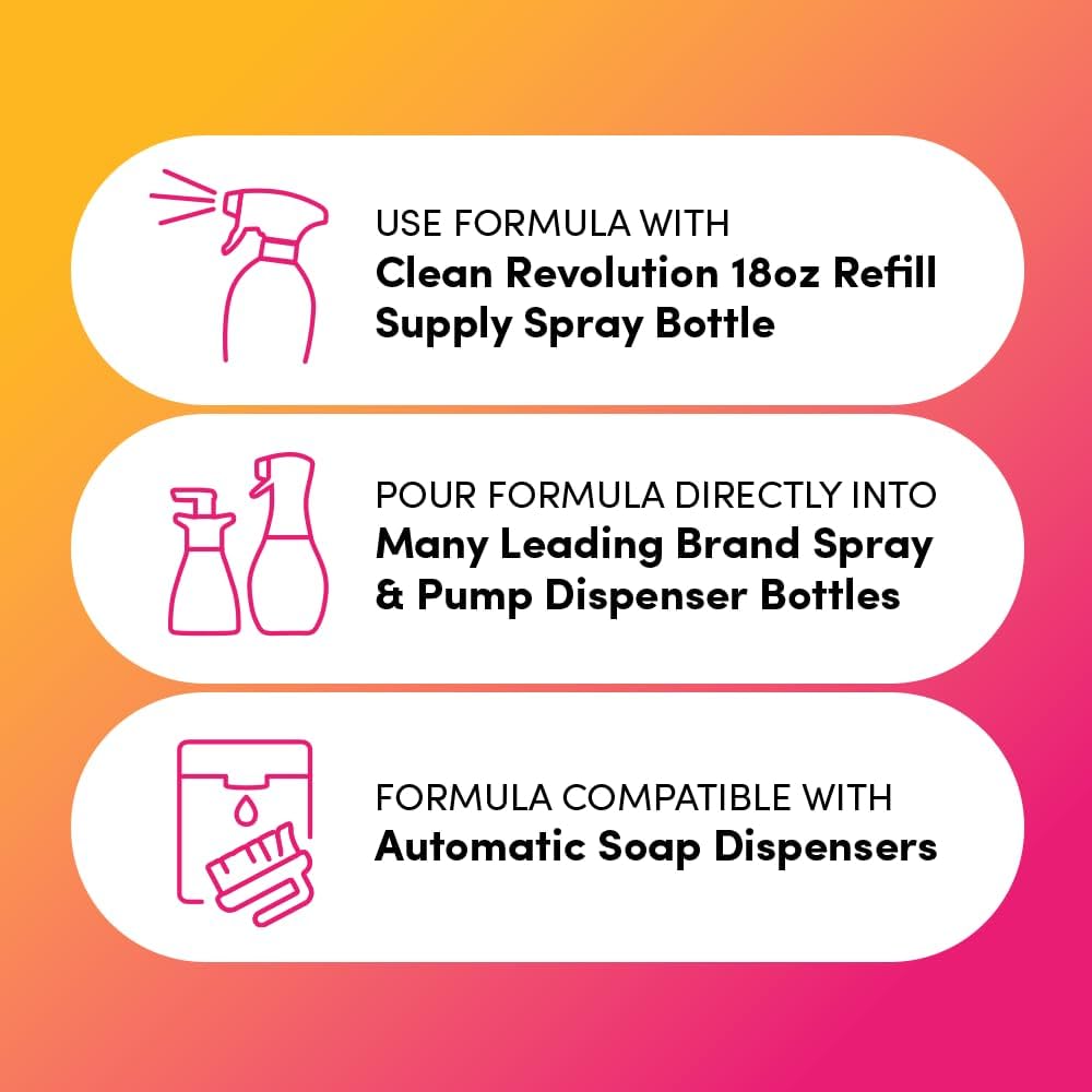Clean Revolution SuperWash Dish Soap Spray 128oz Refill Supply Container, Ready to Use Formula, Citrus Fragrance, 1 Pack