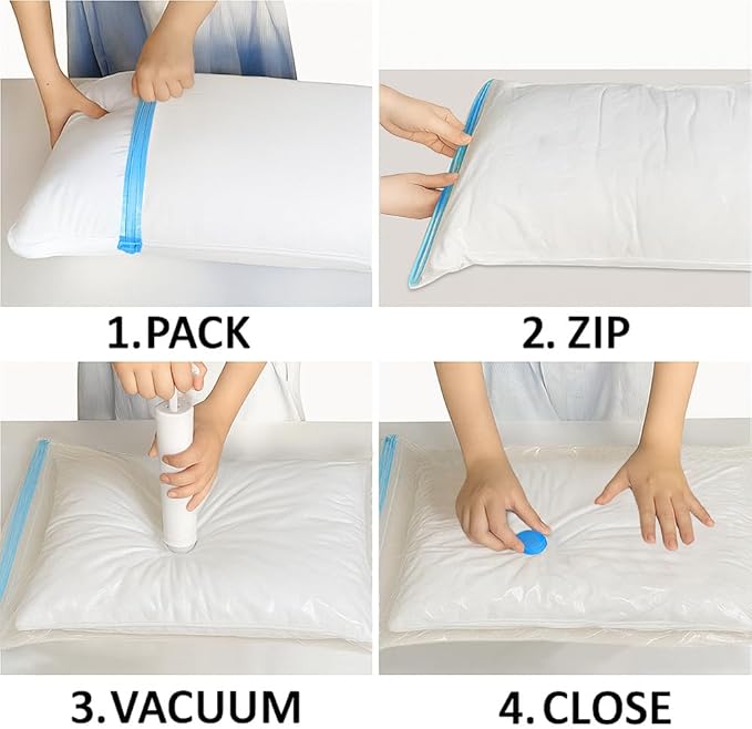 Vacuum Storage Bags for Travel and Home,Space Saver Bags for Clothes,(with Electric Pump and Hand Pump, Large, 8-Pack 60 * 80)
