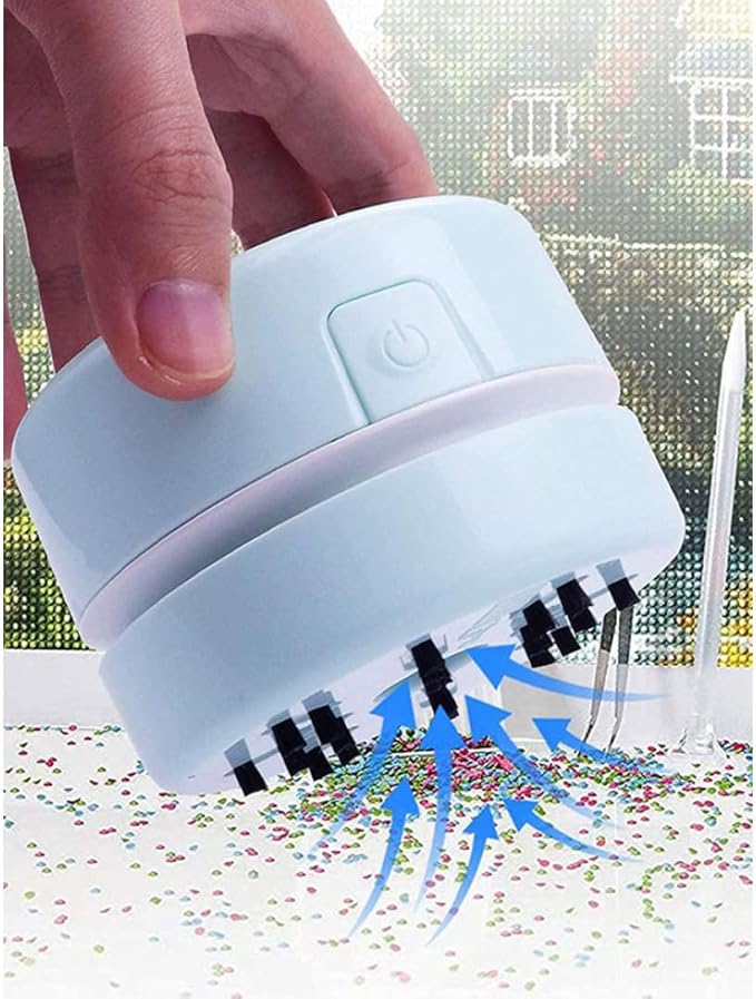 Desktop Vacuum Cleaner Mini Table Dust Diamond Paint Sweeper 8.5x6.3cm (No Battery)