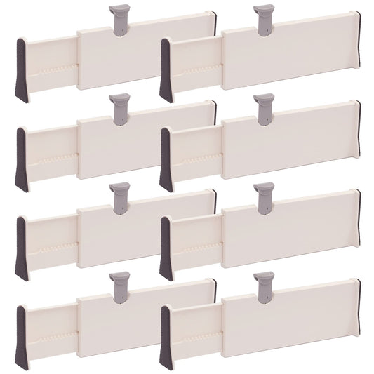 TENABORT Set of 8 Adjustable Drawer Dividers Organizer Separators Plastic Dresser Organizer for Bedroom, Bathroom, Closet, Office Desk, Kitchen Storage