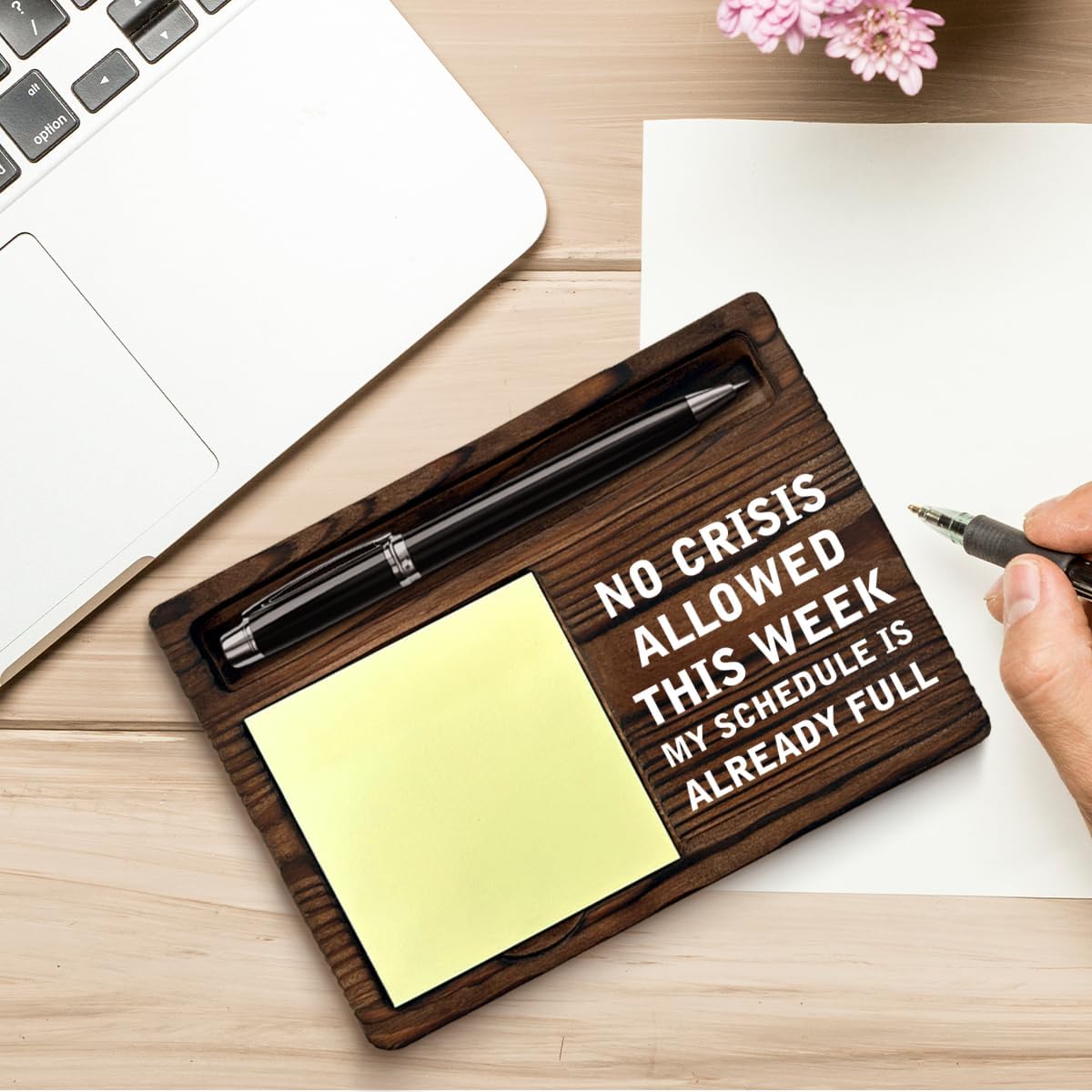 Funny Boss Gifts for Women Men, Gag Gifts for Boss Leader Boss's Day Birthday, No Crisis Allowed This Week My Schedule is Already Full Sticky Note Holder Office Cubicle Decor