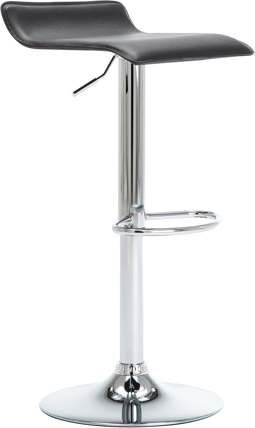 NOBPEINT Contemporary Chrome Air Lift Adjustable Swivel Bar Stool, Set of 2, Black