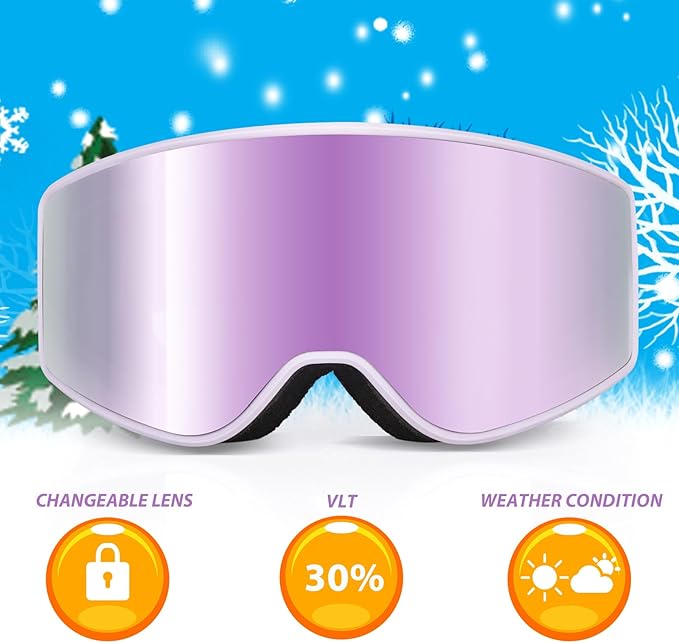 EXP VISION Ski/Snowboard Goggles Parent-child Snow Goggles Over Glasses for Men, Women Youth Kids