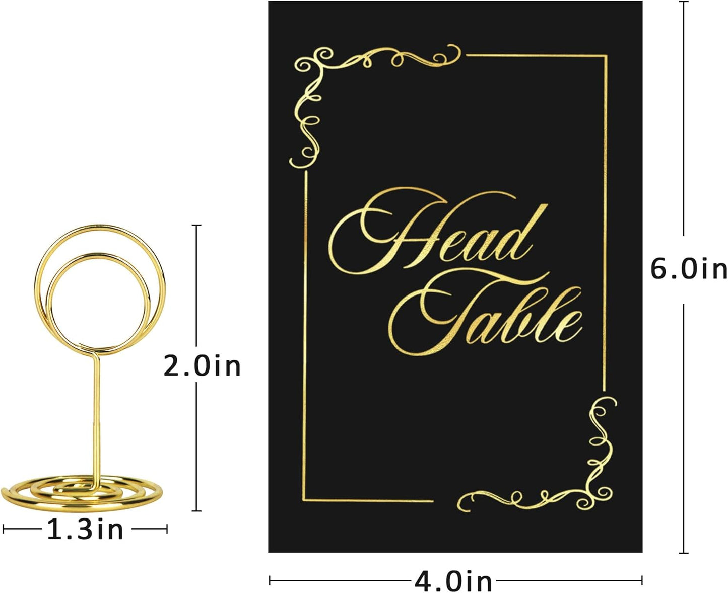 JOYIT 41 Sets Wedding Table Number 1-40 and Head Table Card with 41 Pcs Table Number Holders, Black Gold Table Number Cards with Place Card Holders, 4" X 6" Table Numbers Card for Wedding Reception