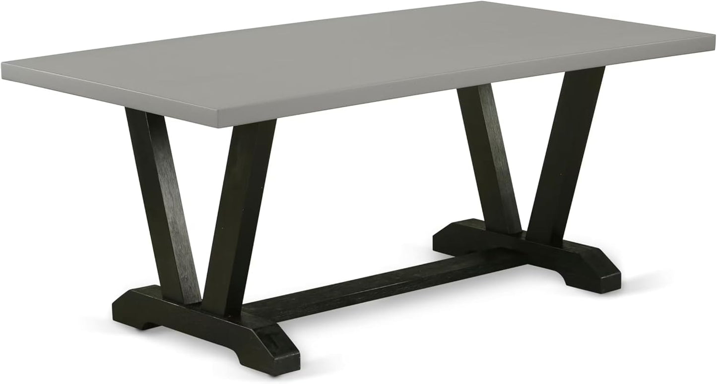 East West Furniture V697MZ650-5 5 Piece Dining Set Includes a Rectangle Dining Room Table with V-Legs and 4 Dark Gotham Grey Linen Fabric Upholstered Chairs, 40x72 Inch, Multi-Color
