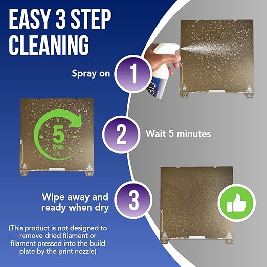 Printer High Quality Build Plate Cleaner, Non-Toxic, No Odor, Easy Clean, Rinse-Free Formula, Includes 12"x12" Microfiber Cleaning Towel (Build Plate Cleaner and Microfiber Cleaning Cloth)