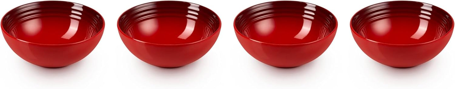Le Creuset Stoneware Set of 4 Soup Bowls, 22 oz. (6.25") each, Cerise