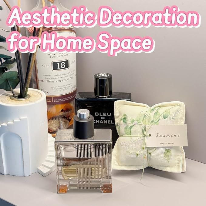 AUCUDA Christmas 4pcs Jasmine Scented Sachet Bags for Drawers and Closets Decorations, Potpourri Packets for Women Clothes Storage, Winter Holiday Fragrance Pillow for Bedroom Indoor, Air Fresheners.