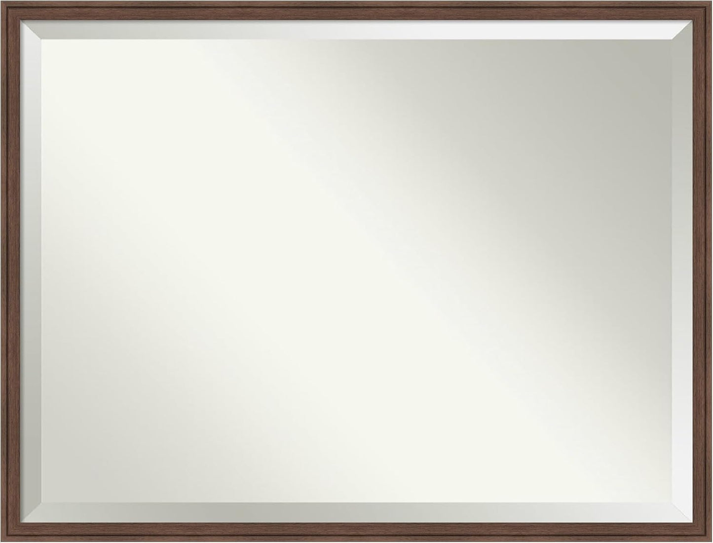 Amanti Art Brown Wall Mirror 32x42 Florence Medium Brown Rectangle Bathroom Mirror for Wall Decor Living Room, X-Large Casual Frame, Hangs Horizonally and Vertically, Bathroom Decor, Beveled Edge