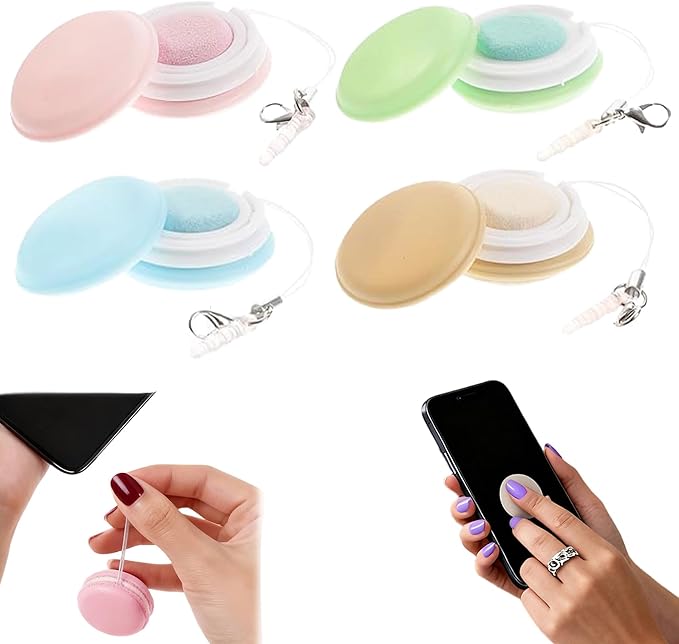 Macaron Phone Screen Cleaner, 2026 New Portable Mobile Phone Screen Wipe, Multifunctional Screen Eyeglasses Brush Cleaner for Travel or Office (4 Pcs)