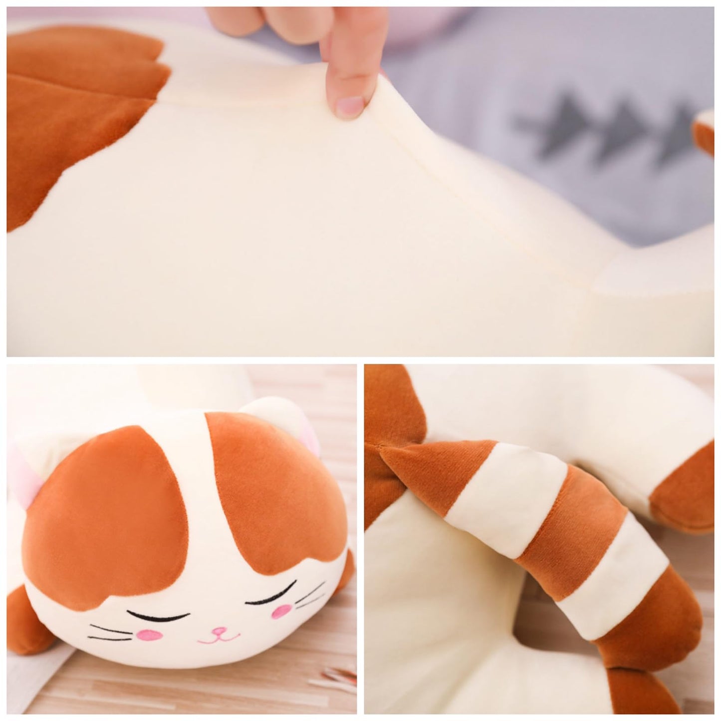 Cat Big Plush Hugging Pillow, Super Soft Kitten Kitty Stuffed Animals Toy Gifts for Kids, Girls, Bed, Christmas, Valentine 21.7" (Brown)