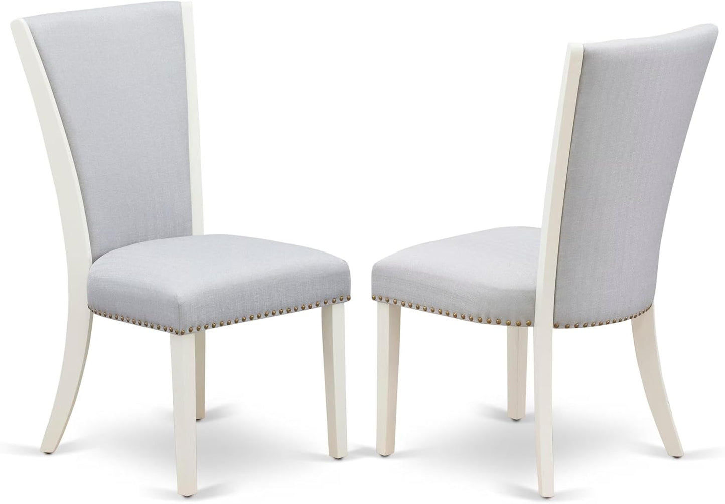 East West Furniture V097VE005-9 9 Piece Modern Dining Table Set Includes a Rectangle Wooden Table with V-Legs and 8 Grey Linen Fabric Upholstered Chairs, 40x72 Inch, Multi-Color