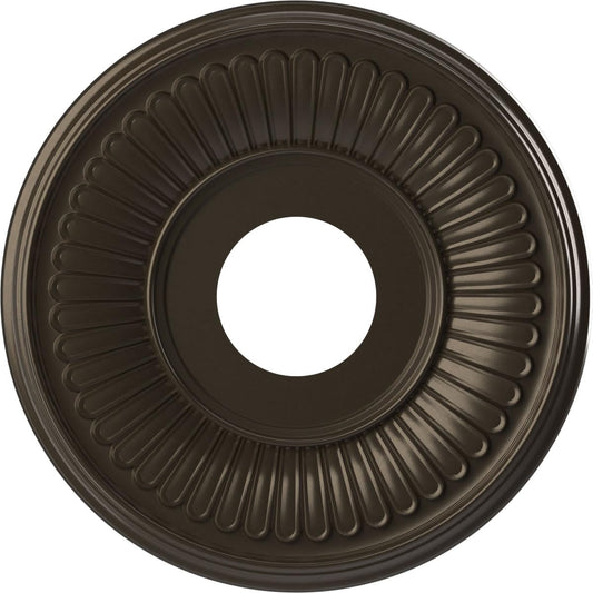 Ekena Millwork 13Od X 3 1/2Id X 3/4P Berkshire Thermoformed Pvc Ceiling Medallion (Fits Canopies Up To 5 3/4), Metallic Dark Bro