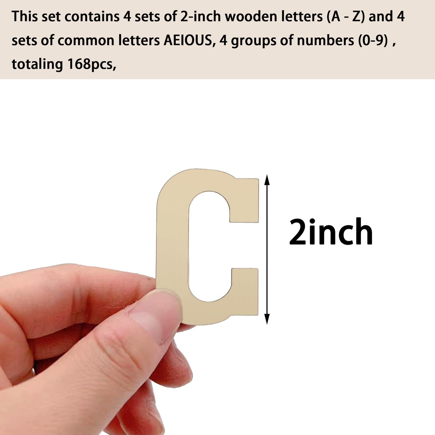 Wooden Letters for Crafts, 2 Inch Unfinished Capital Wooden Alphabet Letters&Numbers Wood Letters for DIY Painting Arts Home Decorations Spelling Learning(168Pcs)