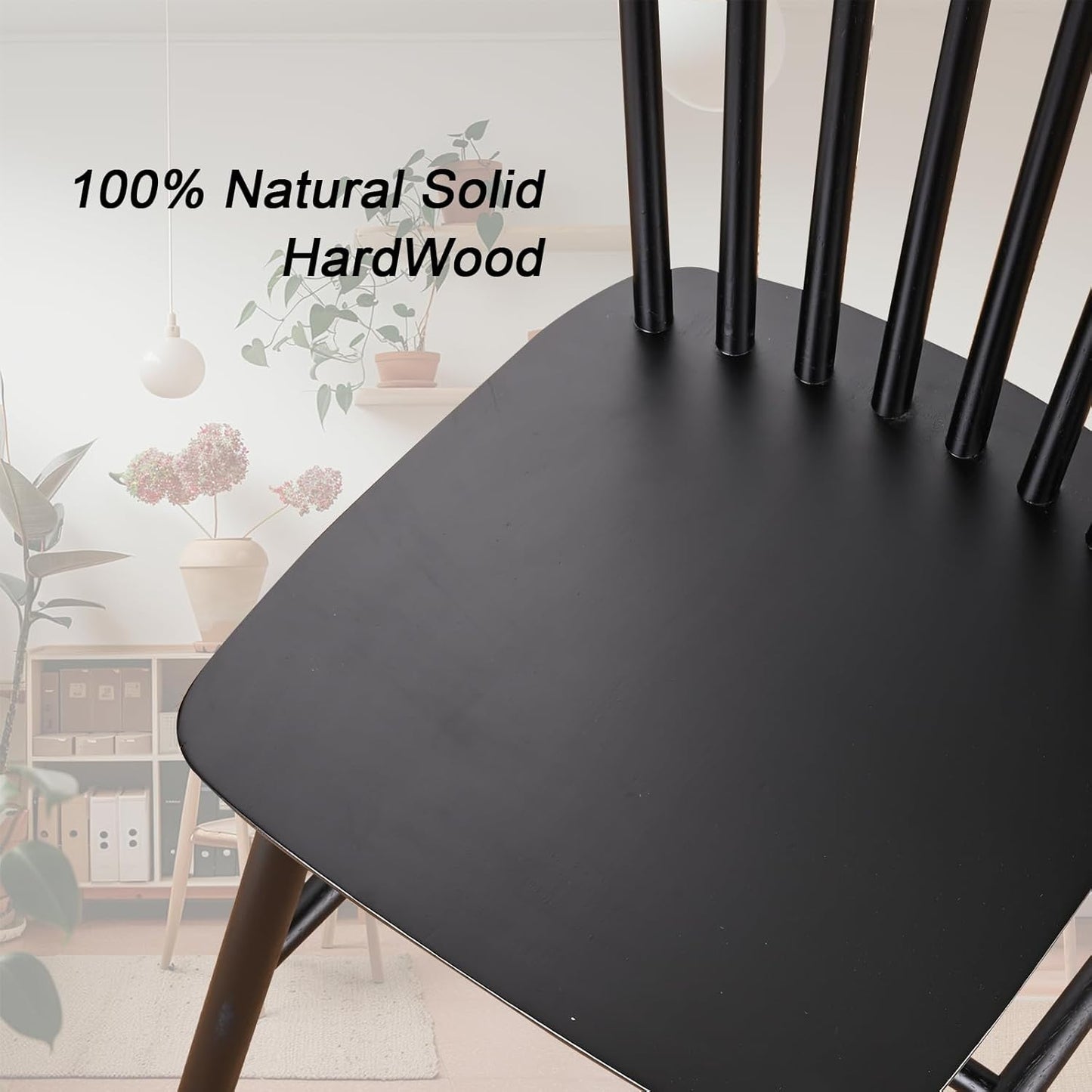 Wooden Windsor Dining Chairs Set of 2 Wood Dining Room Chair Black Spindle Side Kitchen Room Country Farmhouse Chairs