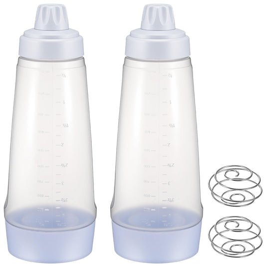 2-Pack Pancake Batter Dispenser and Mixer Bottles with Whisk Balls, 1000ml Large Capacity Squeeze Bottle for Pancakes, Cupcakes, Muffins, Crepes - Dishwasher Safe Baking Tool