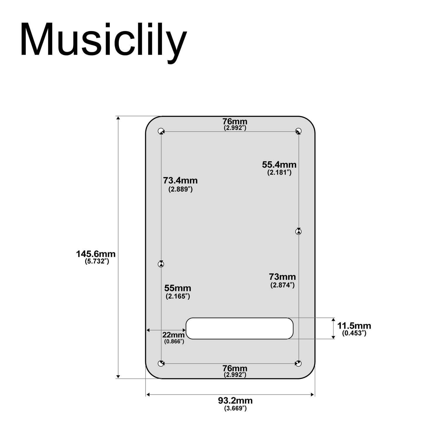 Musiclily 6 Hole Strat Back Plate Tremolo Cavity Cover Backplate For Fender Usa/Mexico Made Standard Stratocaster Modern Style E