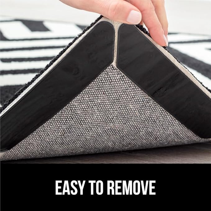GORILLA GRIP 16 Pc Rug Gripper Pads Keep Area Rugs Corners from Curling, No Damage Reusable Double-Sided Sticky Pads, Holds Down Carpet, Stays in Place on Hardwood Floors, Grips Tile Floor, Home Décor